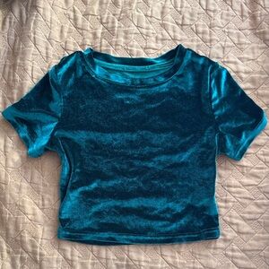 90s Y2K Vintage Velvet Green Crop Top XS